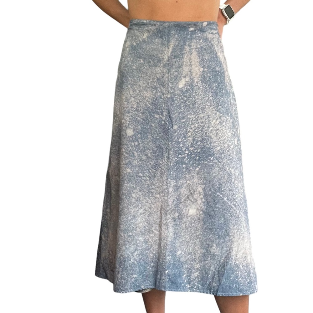 Banana Republic Women’s Size 12 Blue, Tan, Acid Wash Denim Look Lined Midi Skirt - Picture 14 of 15